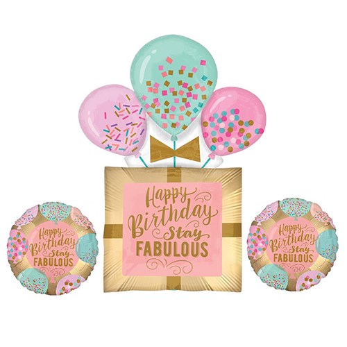 Happy Birthday Stay Fabulous Folyo Balon Seti Doğum Günü Balonu
