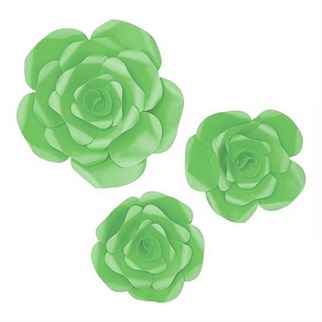 Yeşil Renkli 3 Boyutlu Dekoratif Kağıt Çiçek 20 Cm 2 Adet