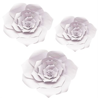 Beyaz Renkli 3 Boyutlu Dekoratif Kağıt Çiçek 20 Cm 2 Adet