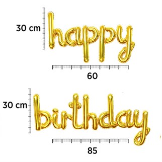 El Yazılı Gold Happy Birthday Folyo Balon
