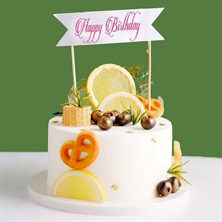 Fuşya Happy Birthday Pasta Süsü 1 Adet