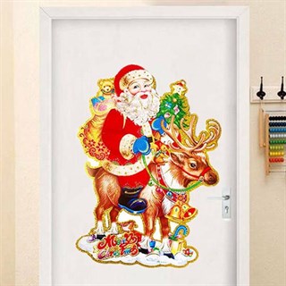 Geyikli Noel Baba Kapı Süsü 40x57 Cm