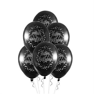 Gümüş Happy Birthday Baskılı Balon 12 Adet