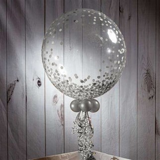 Gümüş Şeffaf Konfetili Balon 60 Cm