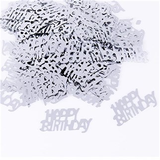 Gümüş Renkli Happy Birthday Masa Konfetisi