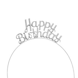 Happy Birthday Metal Gümüş Taç