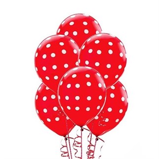 Kırmızı Puantiyeli Balon 100 Adet