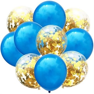 Mavi Gold Konfetili Balon