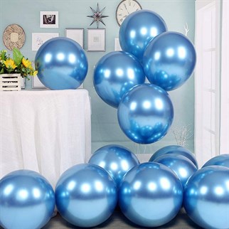 Mavi Renk Krom Balon 10 Adet