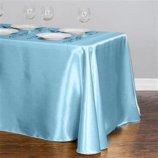 Mavi Renkli Saten Masa Örtüsü