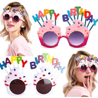 Pembe Happy Birthday Gözlük