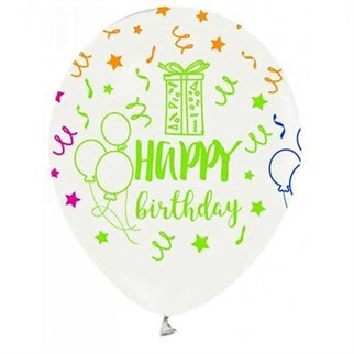 Şeffaf Happy Birthday Balon 12 Adet