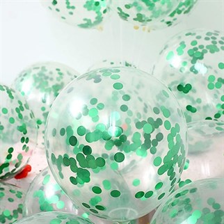 Şeffaf Yeşil Konfetili Balon 10 Adet