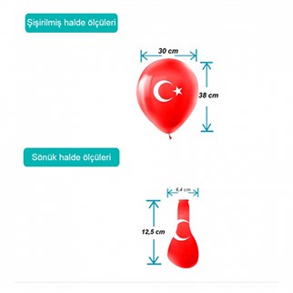 Türk Bayraklı Lateks Balon 12 Adet
