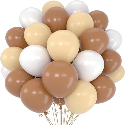 Vanilya Kahverengi Beyaz Pastel Balon 20 Adet