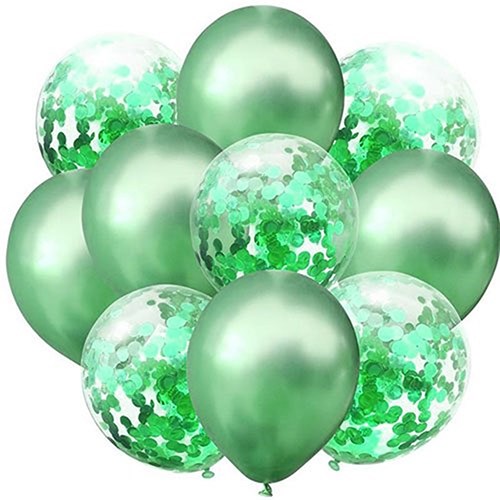 Yeşil Krom Konfetili Balon